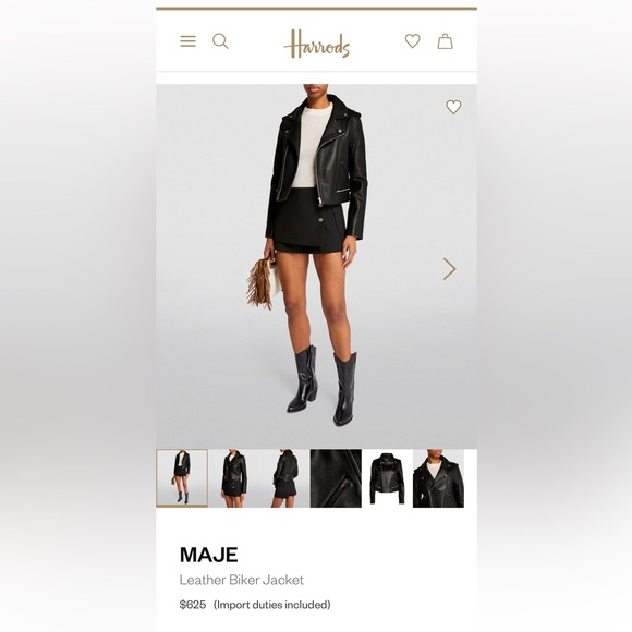 Stunning 100% Leather Maje Biker Jacket Sz 36 - Picture 7 of 16